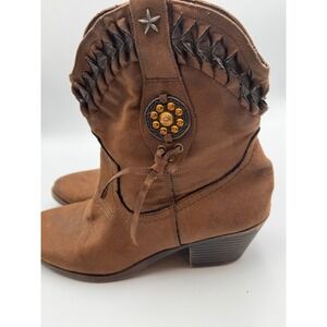 Academy Ltd Womens 9.5 Brown Western Ankle Boots FWATWC1188 Star Medallion Boho